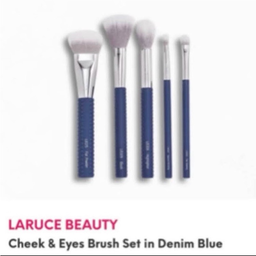 Laruce Beauty 5 Pc Cheek & Eye Brush Set In Denim Blue
